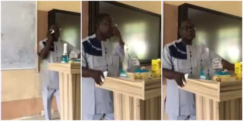 Emotional Moment Nigerian Lecturer Shed Tears in Class as Students Surprise Him with Gifts on 60th Birthday﻿