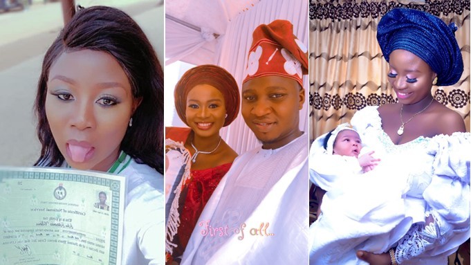 Young lady celebrates as she completes NYSC, marries and welcomes a baby all in one year
