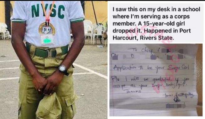 Male Corper Shares Letter He Received From High School Student Asking To Be His Sugar Girl